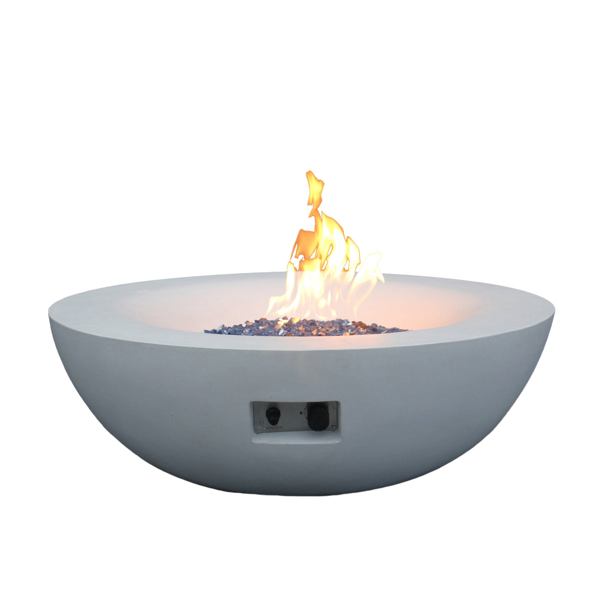 42-Inch Concrete Propane Fire Pit Bowl — Antique White, 65,000 BTU