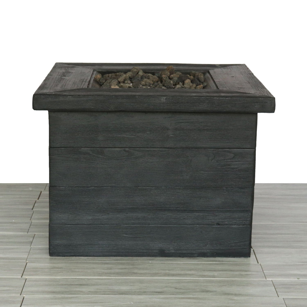 LSI Patio Furniture 32-Inch Fiber-Reinforced Concrete Fire Pit Table — Charcoal