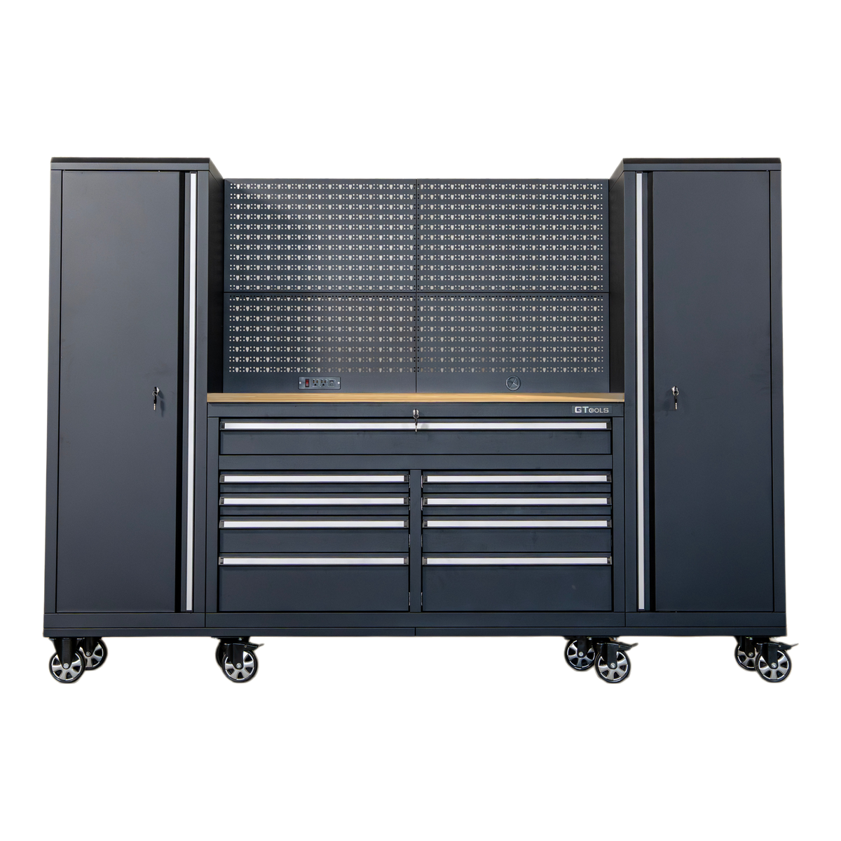 GTools USA 100-Inch Rolling Tool Chest Workstation with Bench Top and Side Cabinets