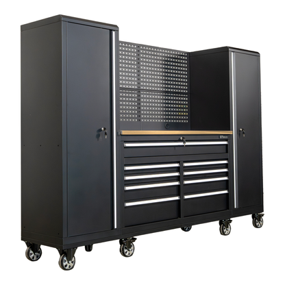 GTools USA 100-Inch Rolling Tool Chest Workstation with Bench Top and Side Cabinets