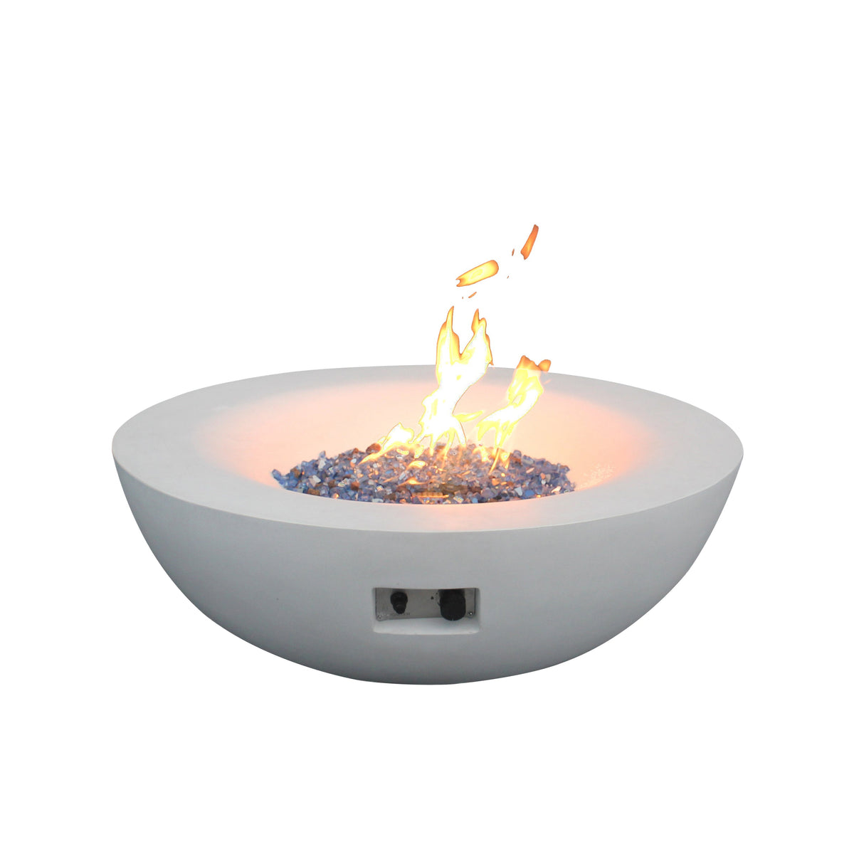 42-Inch Concrete Propane Fire Pit Bowl — Antique White, 65,000 BTU