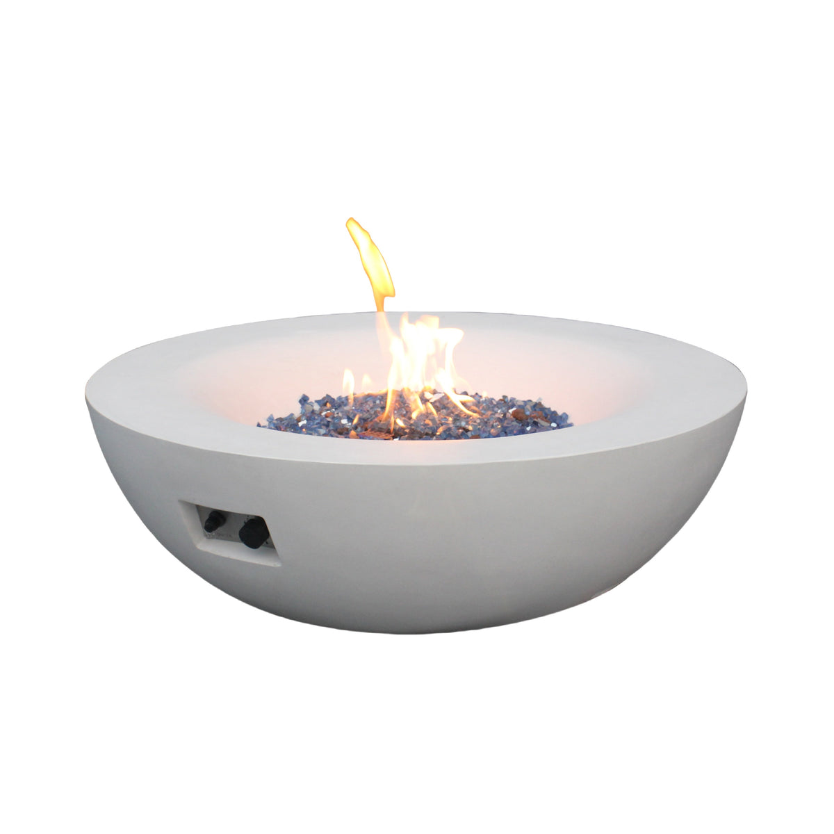 42-Inch Concrete Propane Fire Pit Bowl — Antique White, 65,000 BTU