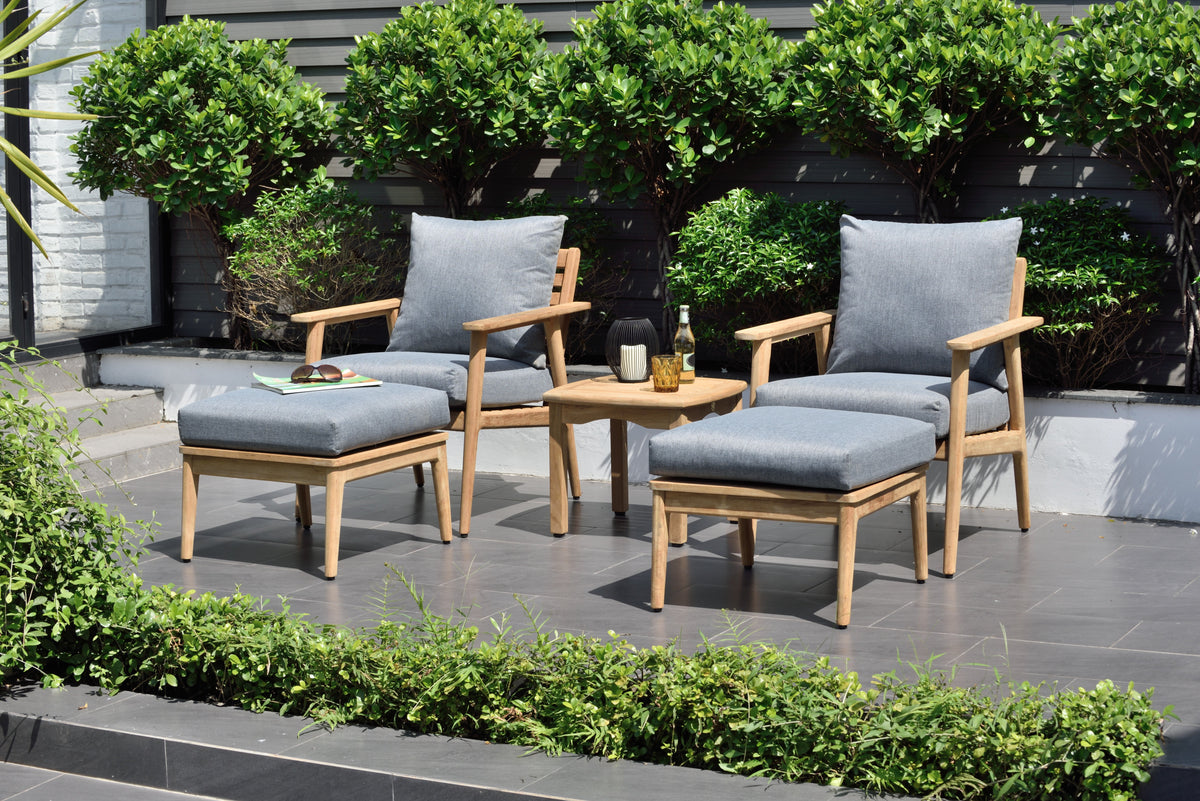 LifestyleGarden Eve FSC Teak Outdoor Conversation Set with Cushions