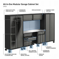 10-Piece Heavy Duty Steel Garage Cabinet System | All-In-One Modular Garage Cabinet Set for Ultimate Workshop Organization | Easy Assembly Garage Storage Cabinets & Tool Bench (Black) — How It Works