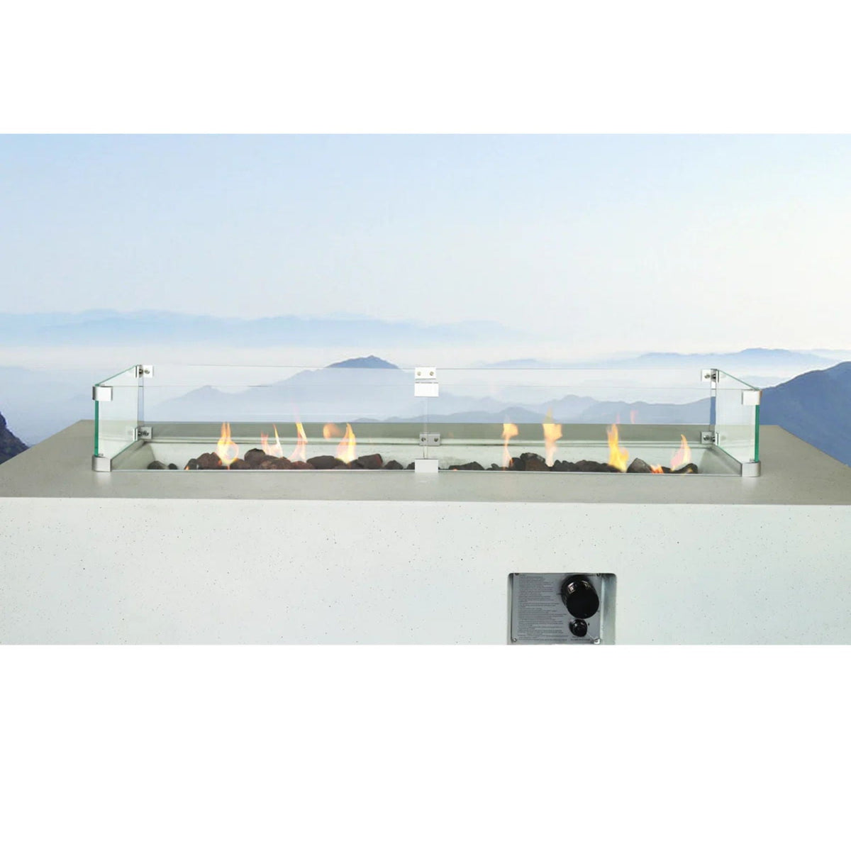 LSI Patio Furniture 56-Inch Concrete Propane Fire Pit Table — Gray, 60,000 BTU