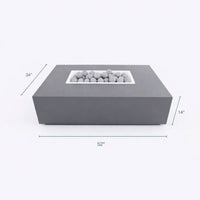 Concrete Fire Pit Table Built for Year-Round Use, Rectangular Shape, Ceramic Wind Guard, Multi-Functional Design
