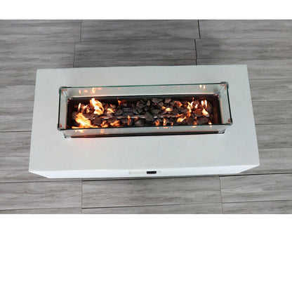 LSI Patio Furniture 56-Inch Concrete Propane Fire Pit Table — Gray, 60,000 BTU