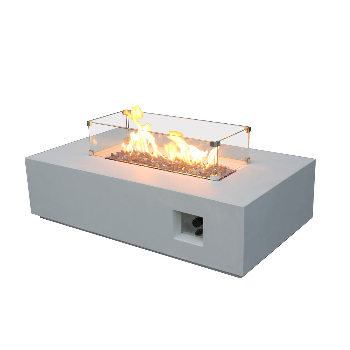 52-Inch Antique White Concrete Propane Fire Pit Table
