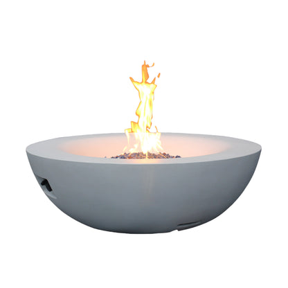 42-Inch Concrete Propane Fire Pit Bowl — Antique White, 65,000 BTU