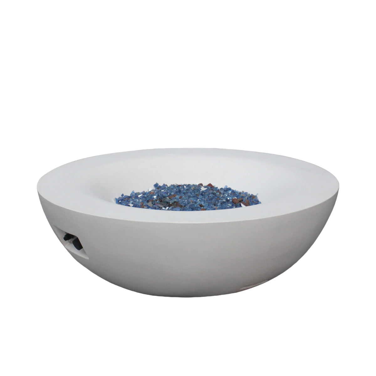 42-Inch Concrete Propane Fire Pit Bowl — Antique White, 65,000 BTU