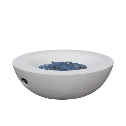 42-Inch Concrete Propane Fire Pit Bowl — Antique White, 65,000 BTU