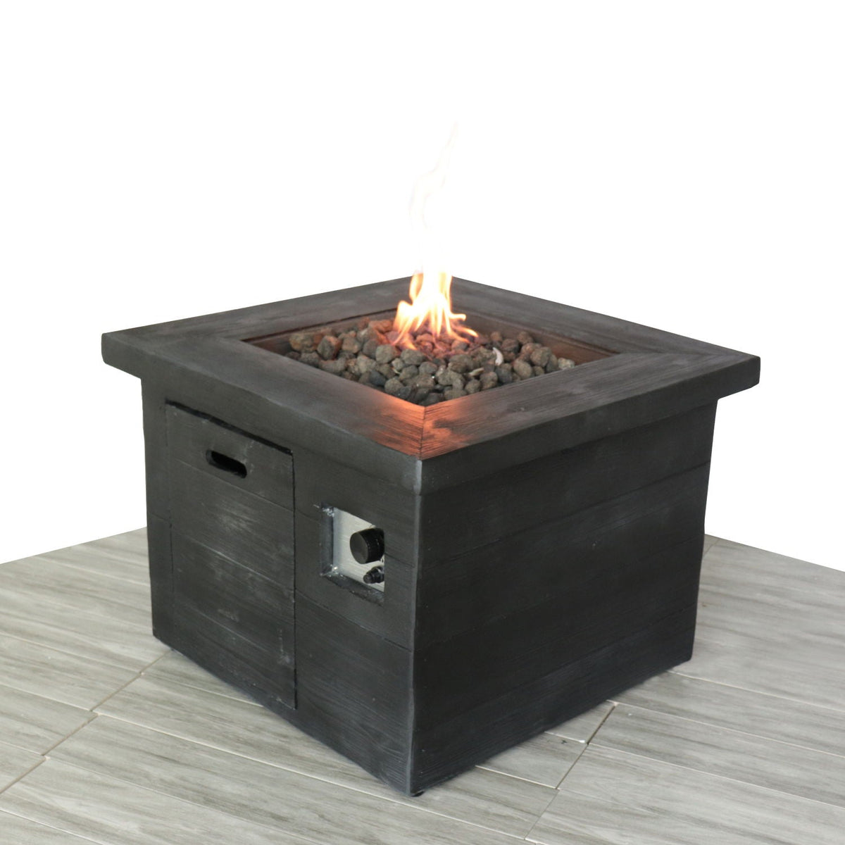 LSI Patio Furniture 32-Inch Fiber-Reinforced Concrete Fire Pit Table — Charcoal