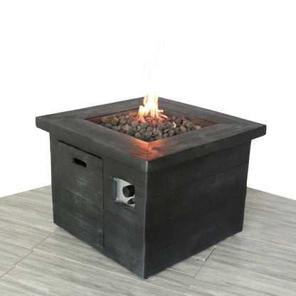LSI Patio Furniture 32-Inch Fiber-Reinforced Concrete Fire Pit Table — Charcoal