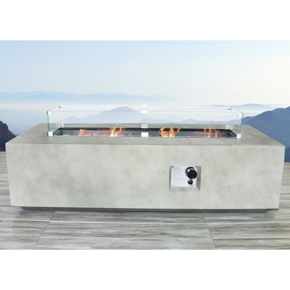LSI Patio Furniture 56-Inch Concrete Propane Fire Pit Table — Gray, 60,000 BTU