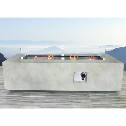LSI Patio Furniture 56-Inch Concrete Propane Fire Pit Table — Gray, 60,000 BTU