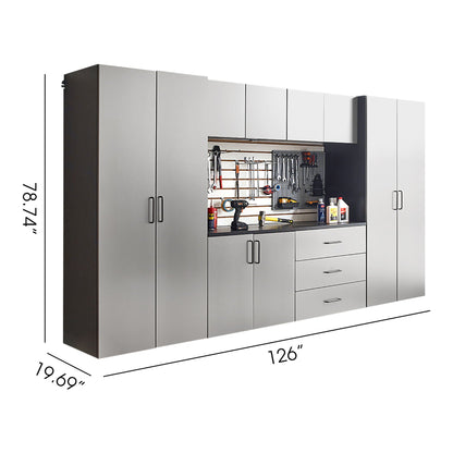 Klair Living Astro Series Garage Cabinet Set A, Soft-Closing Drawers, Metallic Gray