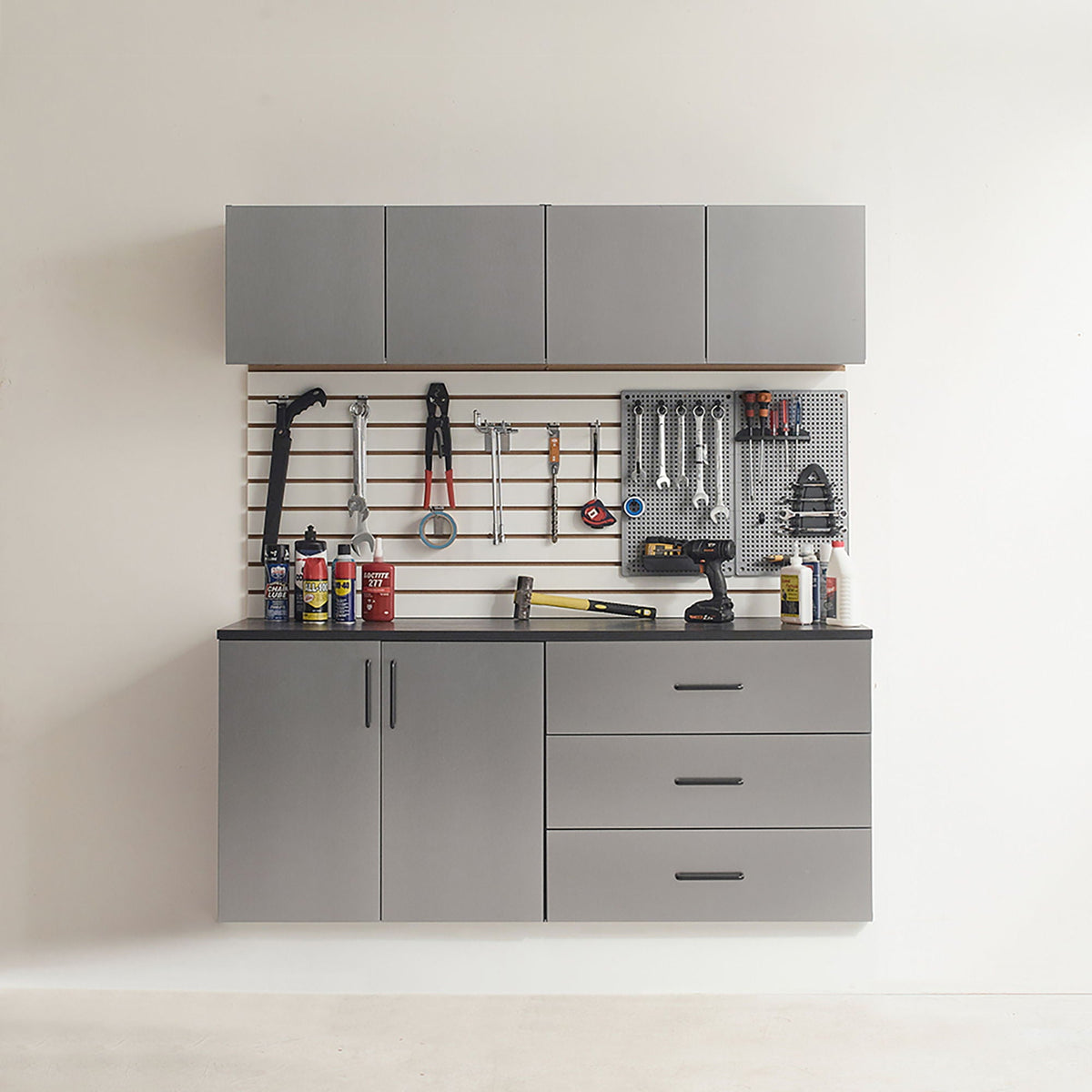Klair Living Astro Series Garage Cabinet Set C, Soft-Closing Drawers, Metallic Gray