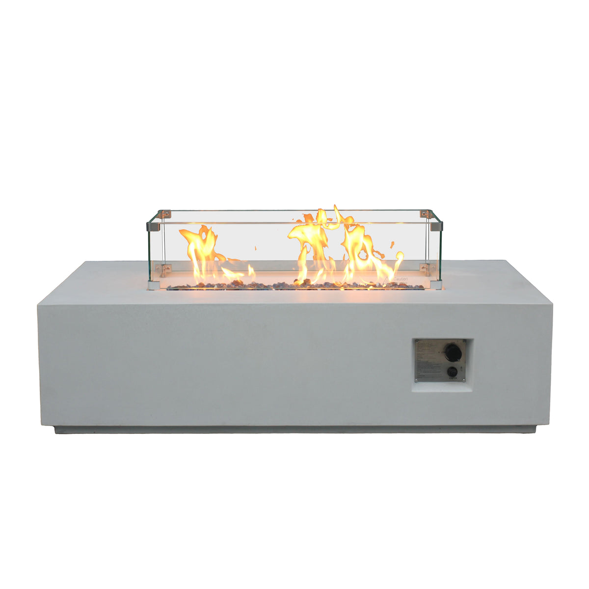52-Inch Antique White Concrete Propane Fire Pit Table