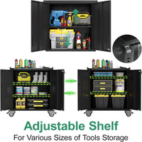 Steel Garage Cabinet System Built for Workshop Organization, 10 Piece Modular Set, Heavy Duty Construction