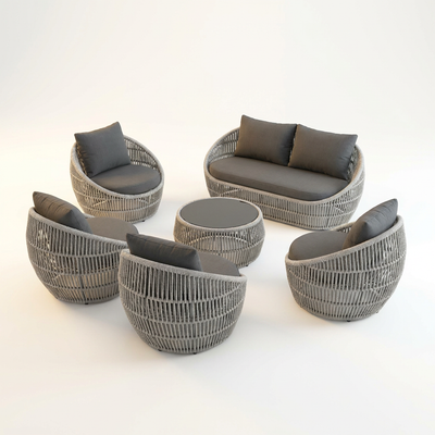 Outdoor Patio Furniture Set Built for All Weather, 6 Piece Sectional Sofa, Aluminum Frame, Olefin Rope