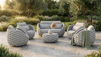 6-Piece Aluminum Patio Furniture Set, Olefin Rope Modern Outdoor Conversation Set Sectional Sofa with Water Repellent Thick Cushions and Coffee Table for Balcony, Garden, Light Grey — Lifestyle