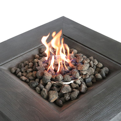 LSI Patio Furniture 32-Inch Fiber-Reinforced Concrete Fire Pit Table — Charcoal