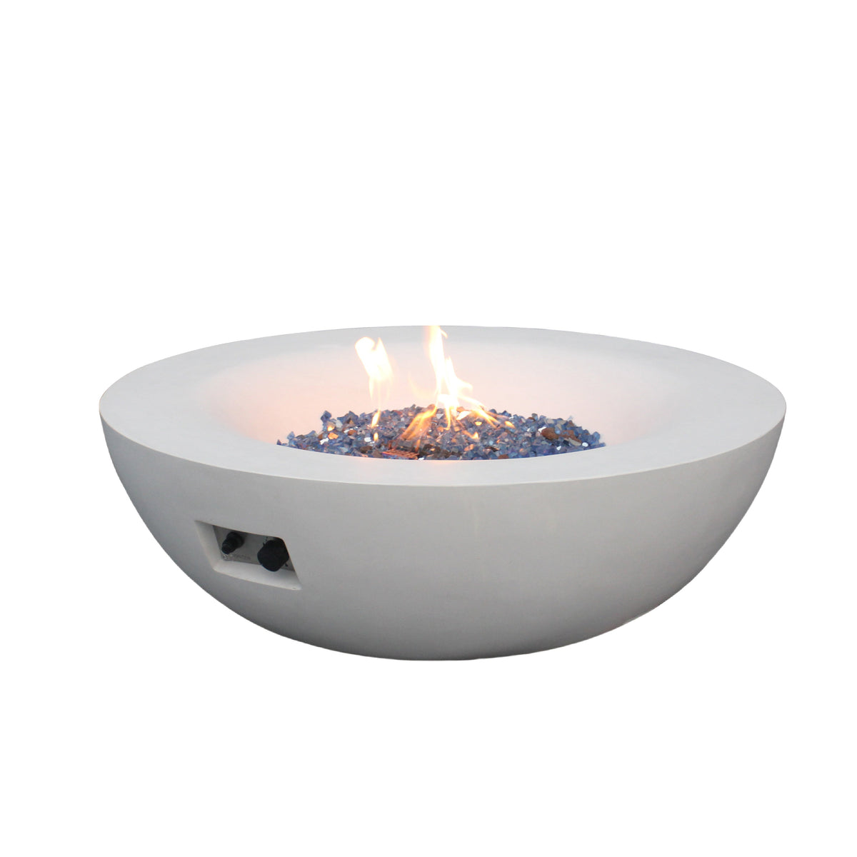 42-Inch Concrete Propane Fire Pit Bowl — Antique White, 65,000 BTU
