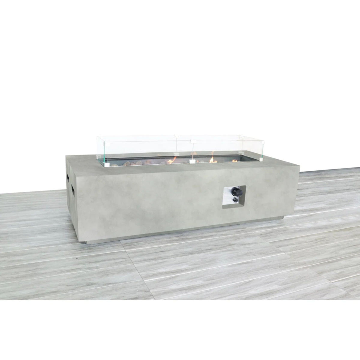 LSI Patio Furniture 56-Inch Concrete Propane Fire Pit Table — Gray, 60,000 BTU