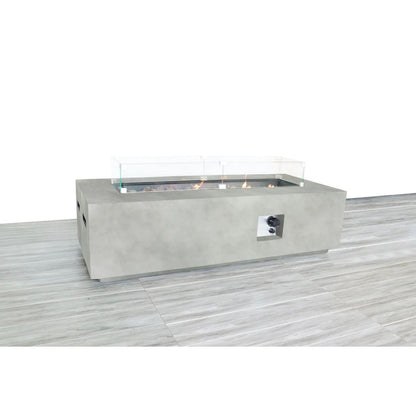 LSI Patio Furniture 56-Inch Concrete Propane Fire Pit Table — Gray, 60,000 BTU