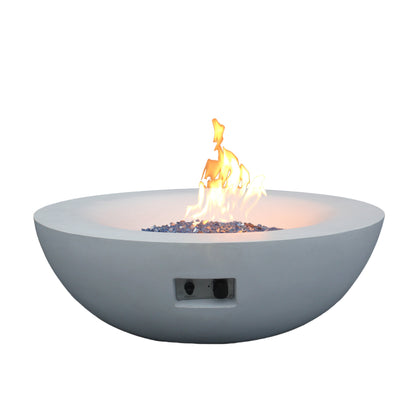 42-Inch Concrete Propane Fire Pit Bowl — Antique White, 65,000 BTU