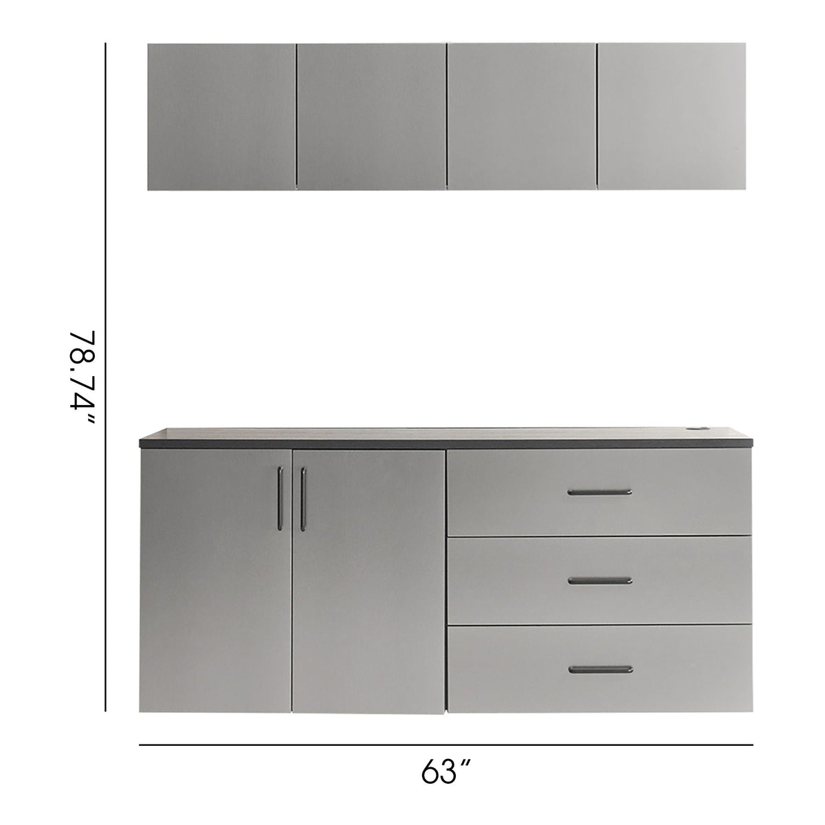 Klair Living Astro Series Garage Cabinet Set C, Soft-Closing Drawers, Metallic Gray