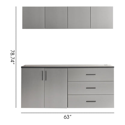 Klair Living Astro Series Garage Cabinet Set C, Soft-Closing Drawers, Metallic Gray