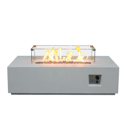 52-Inch Antique White Concrete Propane Fire Pit Table