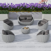 Outdoor Patio Furniture Set Built for All Weather, 6 Piece Sectional Sofa, Aluminum Frame, Olefin Rope