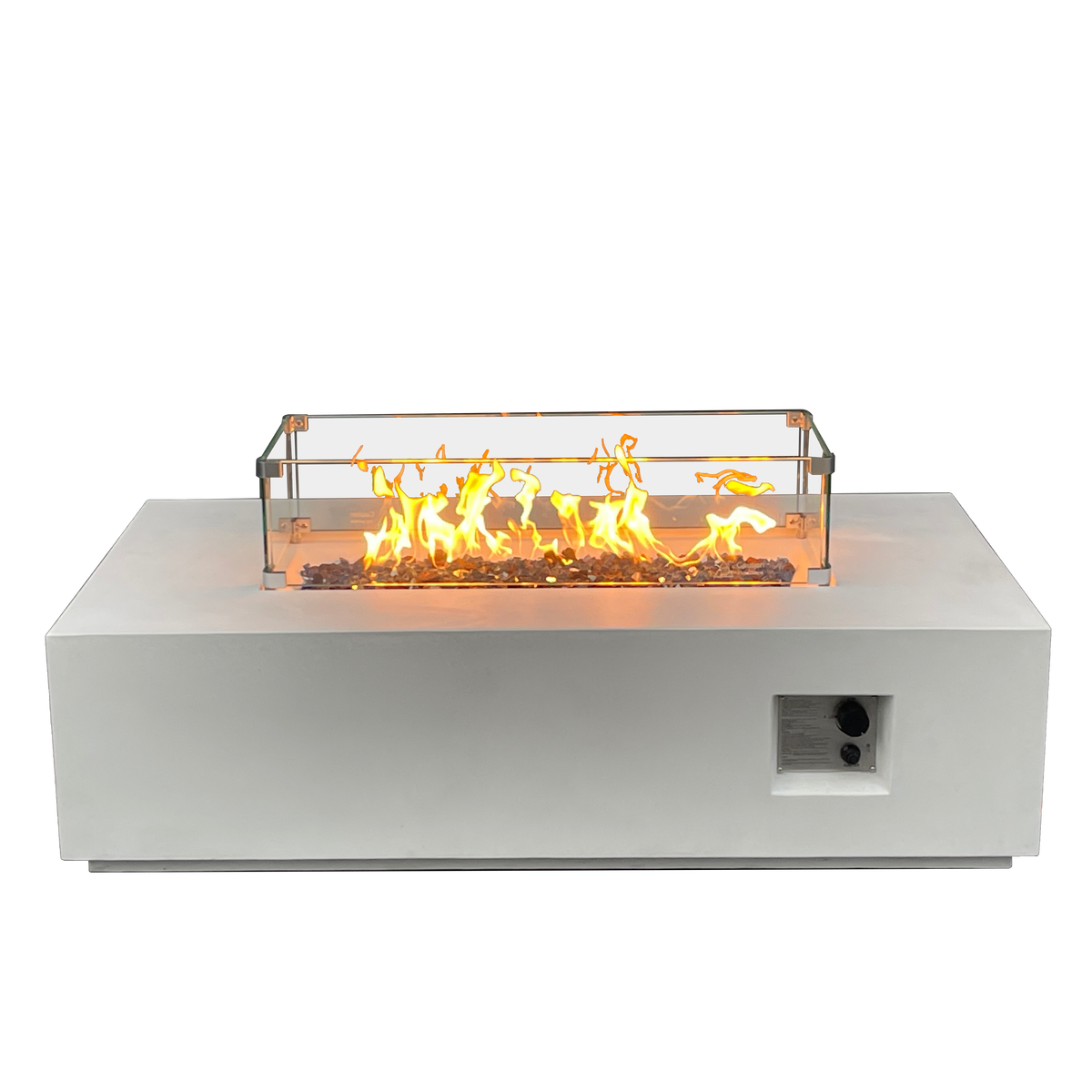 52-Inch Antique White Concrete Propane Fire Pit Table