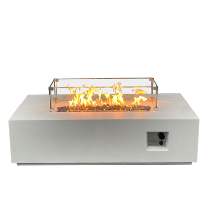 52-Inch Antique White Concrete Propane Fire Pit Table