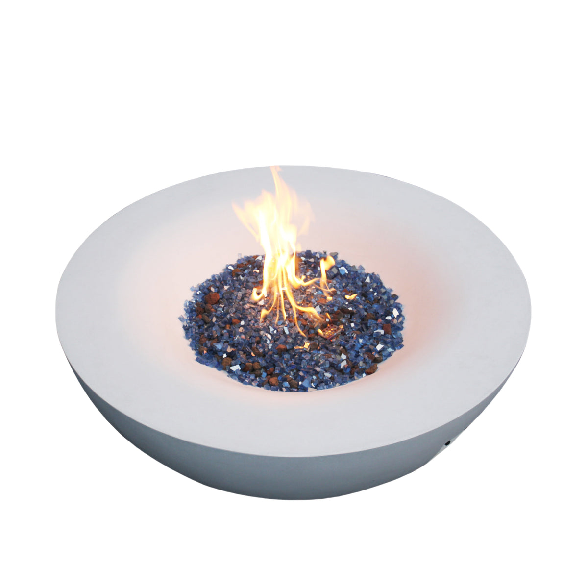 42-Inch Concrete Propane Fire Pit Bowl — Antique White, 65,000 BTU