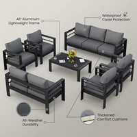 Aluminum Patio Furniture Set, 7 Piece Metal Outdoor Set, Patio Furniture Set with Waterproof Covers for Backyard Garden（Grey） — infographic