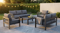 Aluminum Patio Furniture Set, 7 Piece Metal Outdoor Set, Patio Furniture Set with Waterproof Covers for Backyard Garden（Grey） — Lifestyle