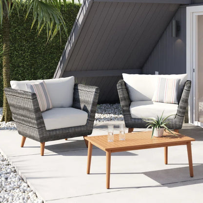 LifestyleGarden Panther Outdoor Patio Wicker and FSC Wood Seating Set