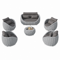 Outdoor Patio Furniture Set Built for All Weather, 6 Piece Sectional Sofa, Aluminum Frame, Olefin Rope