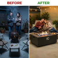Concrete Fire Pit Table - Rectangular — Before & After