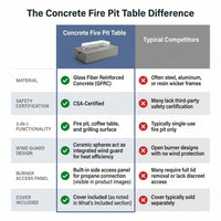 Concrete Fire Pit Table - Rectangular — Comparison