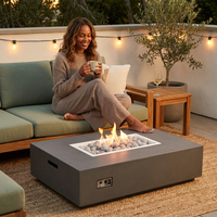 Concrete Fire Pit Table - Rectangular — Lifestyle