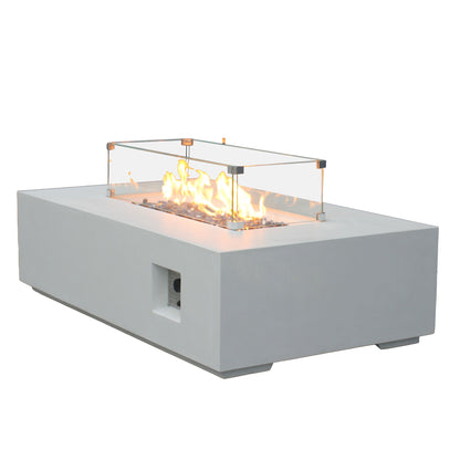 52-Inch Antique White Concrete Propane Fire Pit Table