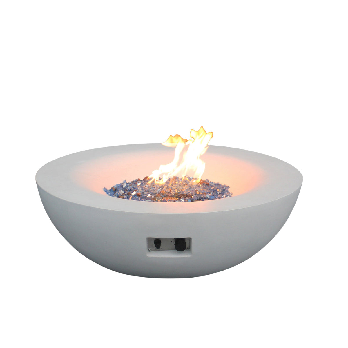 42-Inch Concrete Propane Fire Pit Bowl — Antique White, 65,000 BTU