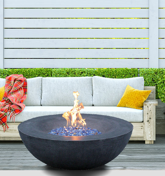 42-Inch Concrete Propane Fire Pit Bowl — Dark Gray, 65,000 BTU