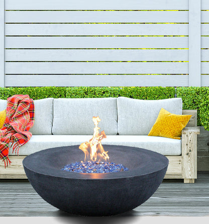 42-Inch Concrete Propane Fire Pit Bowl — Dark Gray, 65,000 BTU