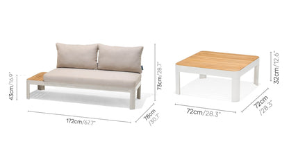 LifestyleGarden Portals Teak and Aluminum Modular Sofa 3pc Set