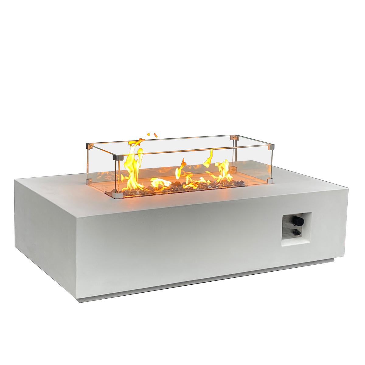 52-Inch Antique White Concrete Propane Fire Pit Table